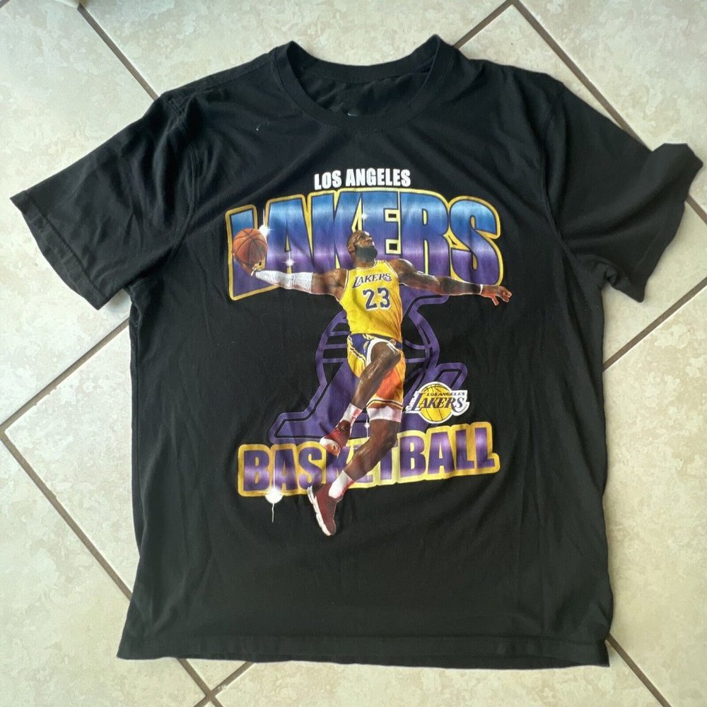 Lebron James Los Angeles Lakers Basketball Black Crew shirt 90s 80s tee for fan